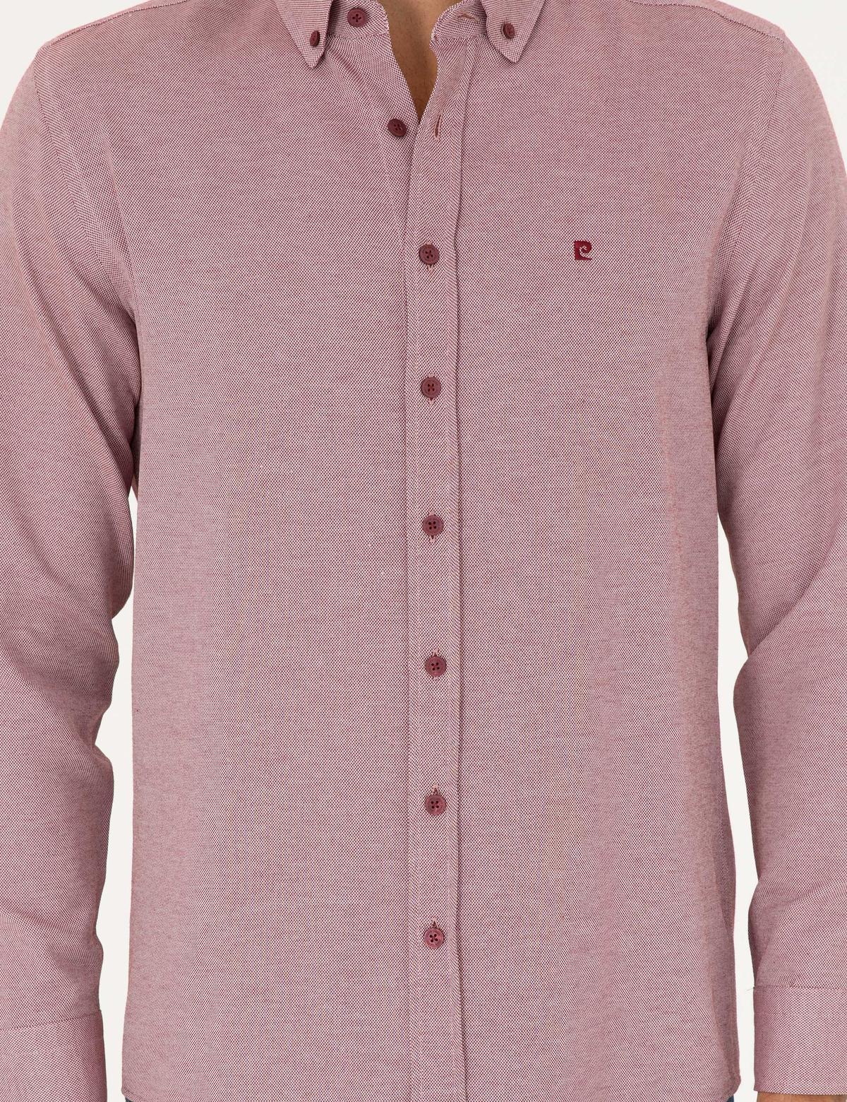 Bordo Oxford Slim Fit Uzun Kollu Gömlek - 50289396034