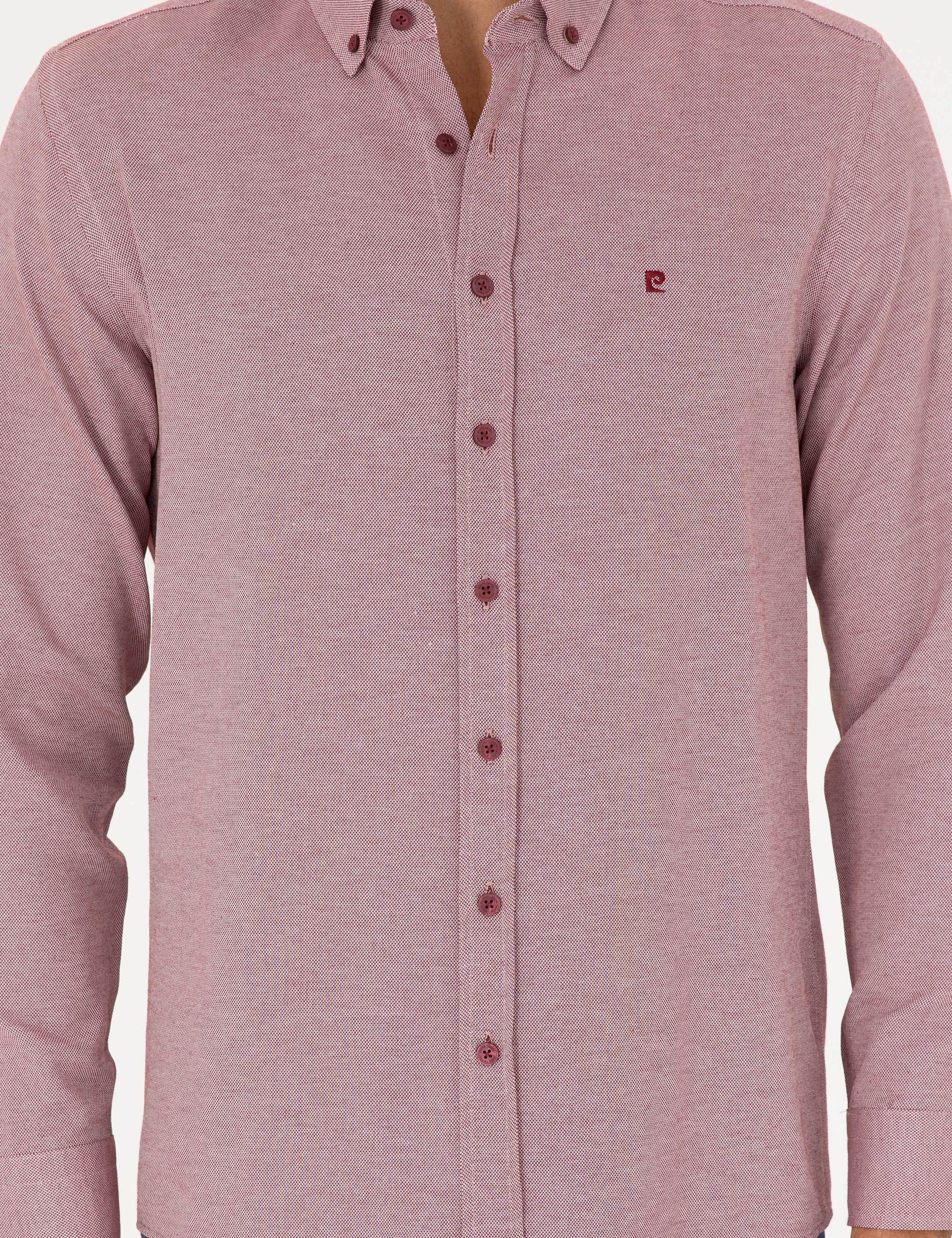 Bordo Oxford Slim Fit Uzun Kollu Gömlek