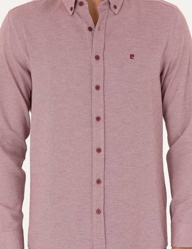 Bordo Oxford Slim Fit Uzun Kollu Gömlek