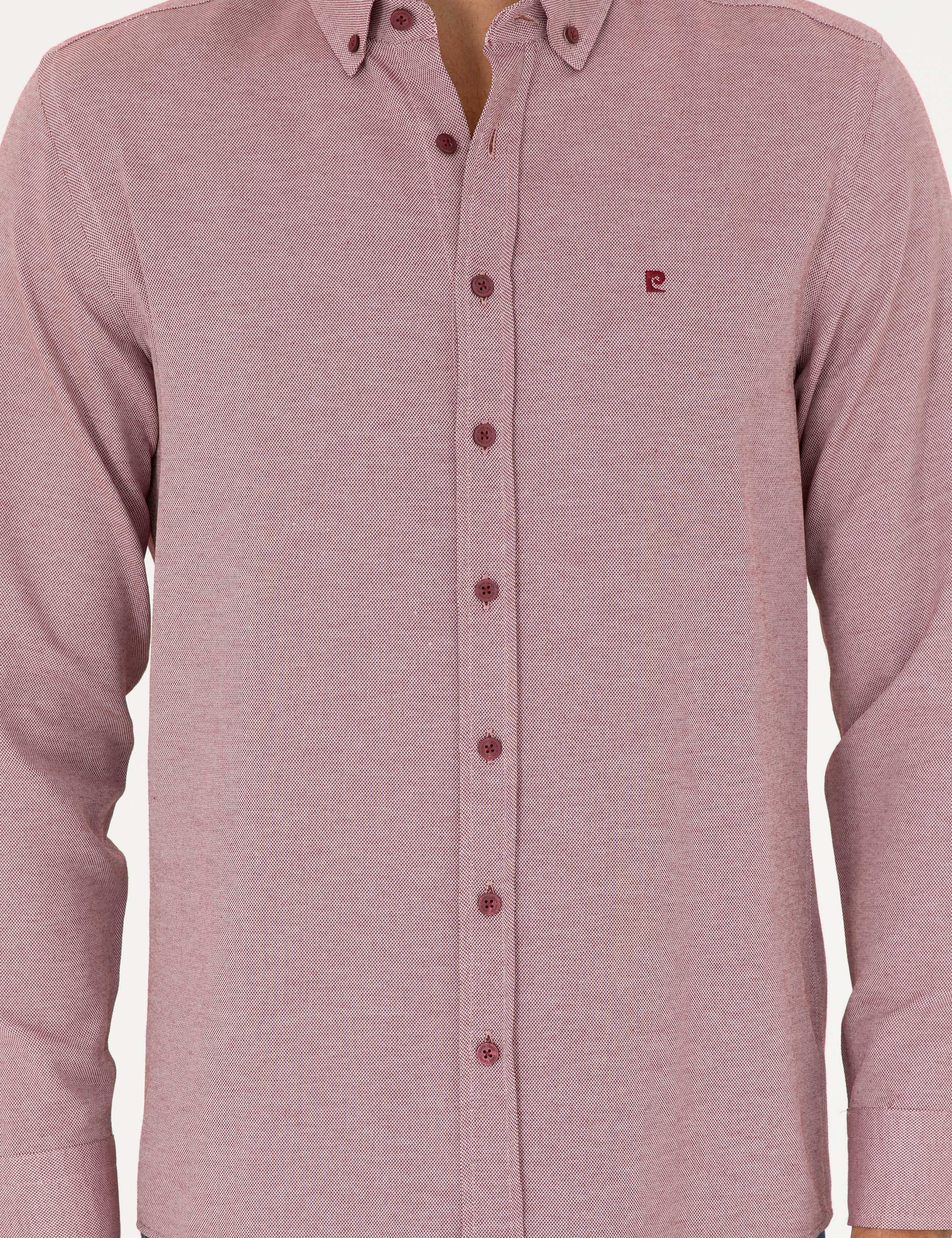 Bordo Oxford Slim Fit Uzun Kollu Gömlek