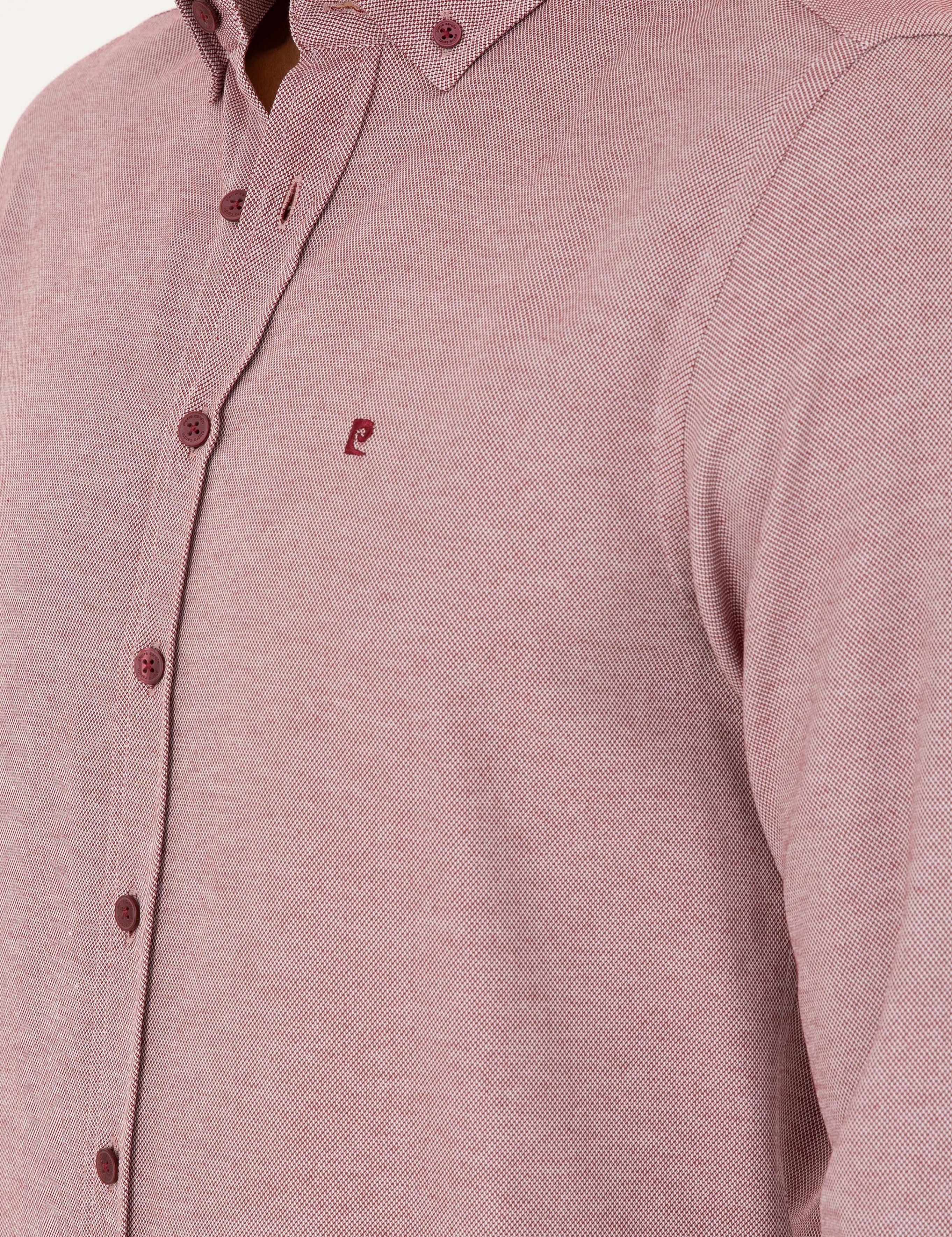 Bordo Oxford Slim Fit Uzun Kollu Gömlek