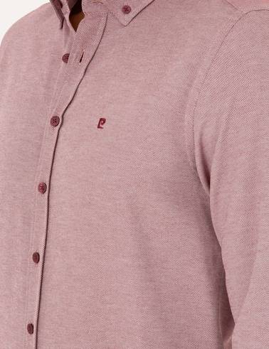 Bordo Oxford Slim Fit Uzun Kollu Gömlek