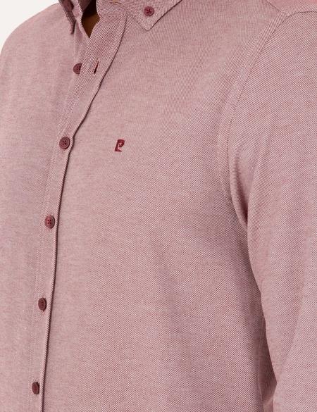 Bordo Oxford Slim Fit Uzun Kollu Gömlek - 50289396034