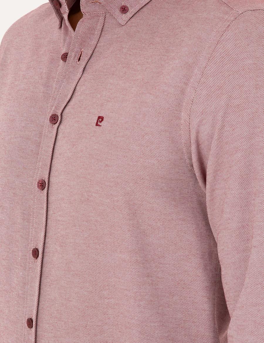 Bordo Oxford Slim Fit Uzun Kollu Gömlek