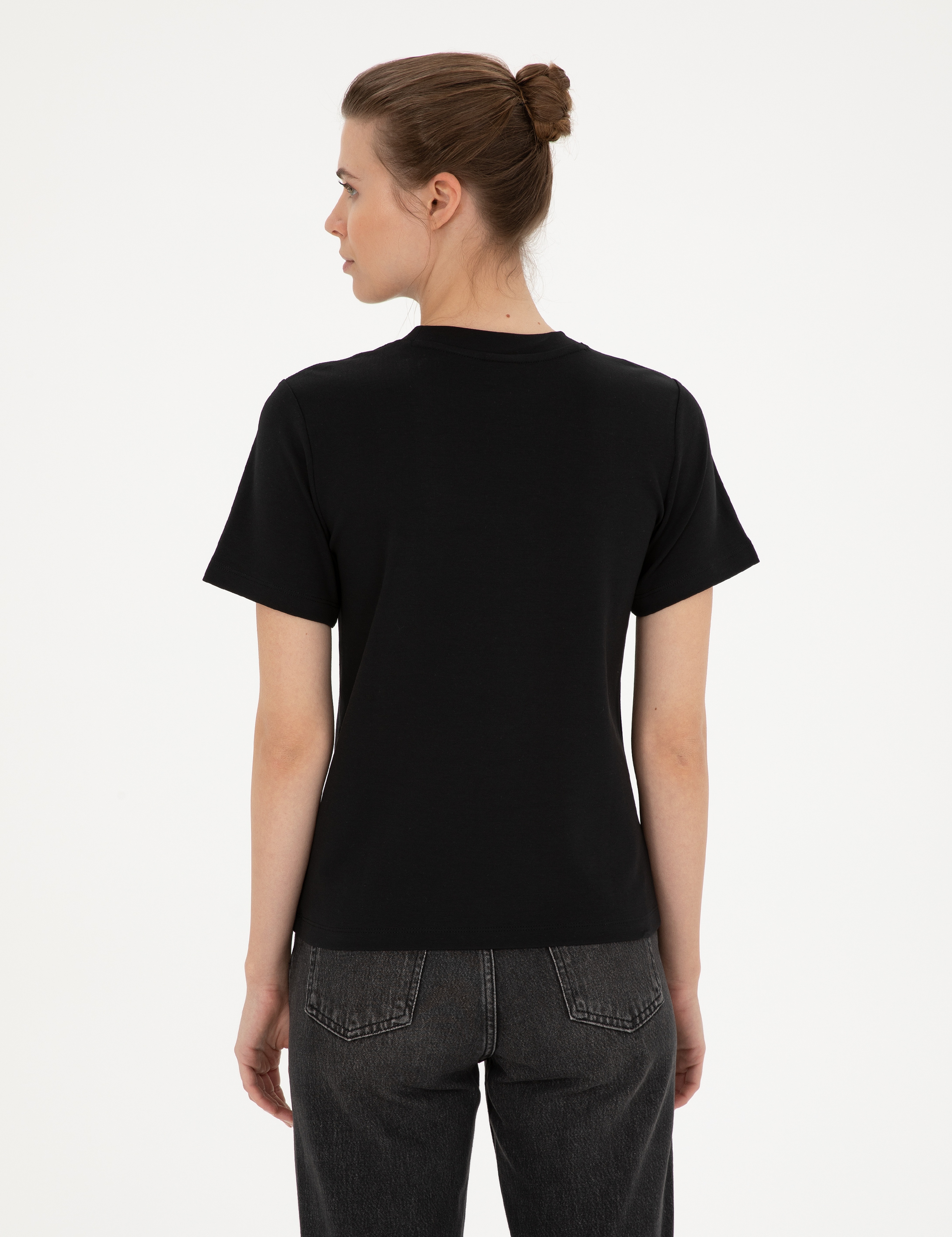 Siyah Slim Fit Tişört - Image 5
