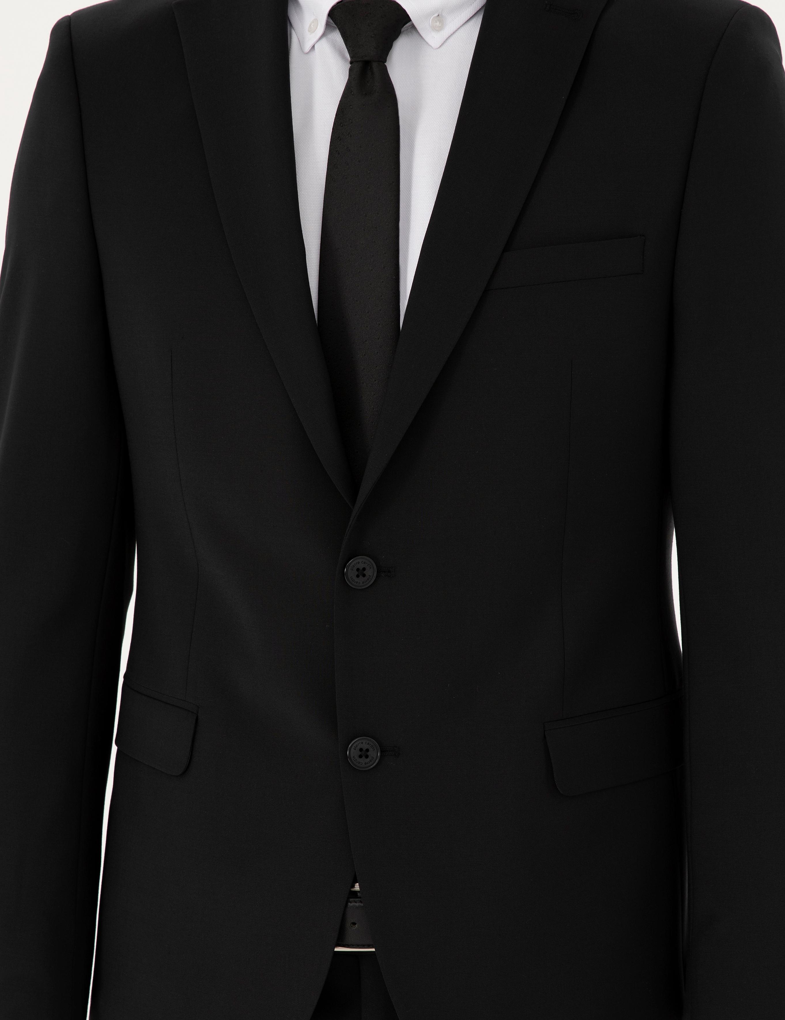 Siyah Slim Fit Yünlü Takım Elbise