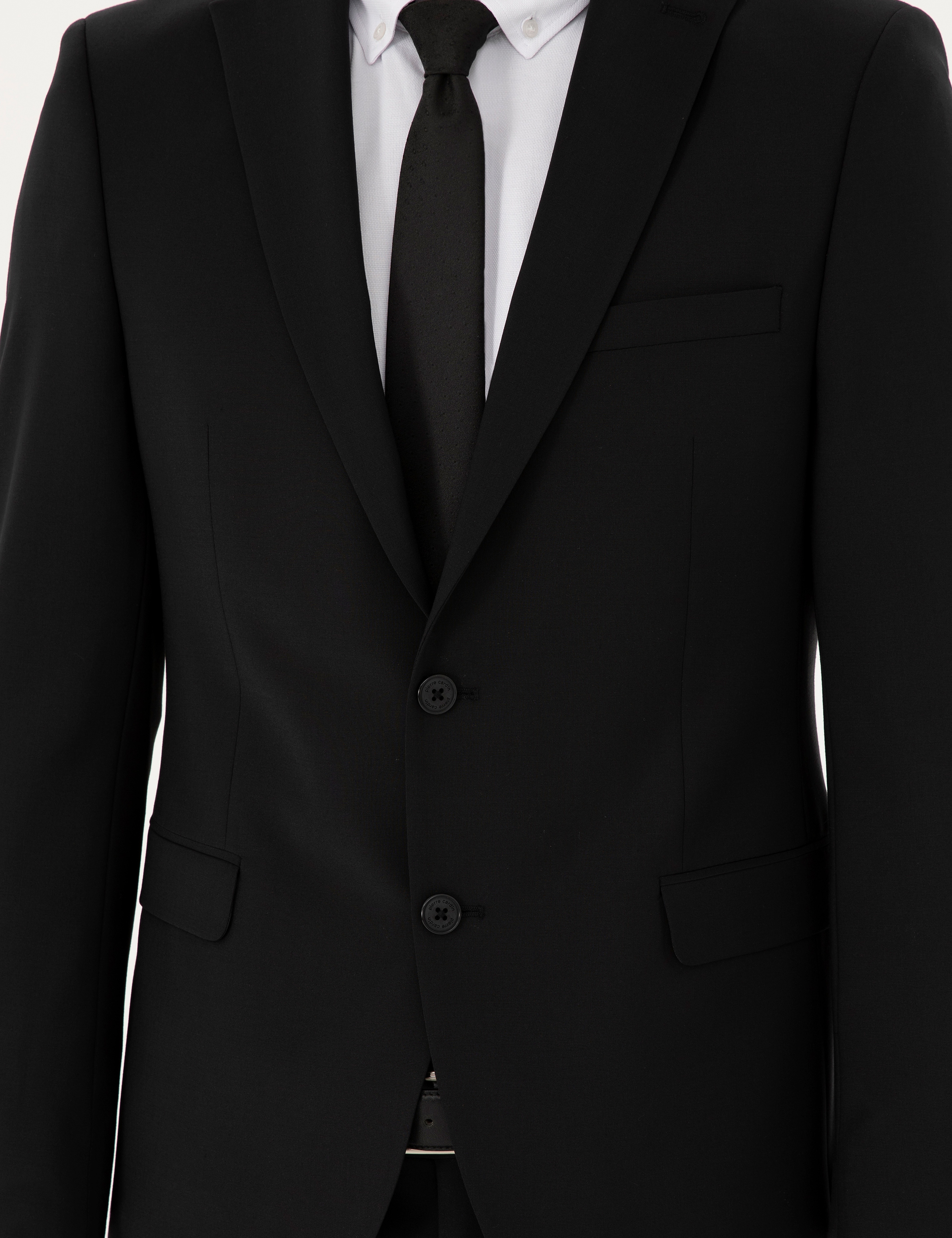 Siyah Slim Fit Yünlü Takım Elbise - Image 6