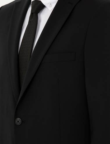 Siyah Slim Fit Yünlü Takım Elbise