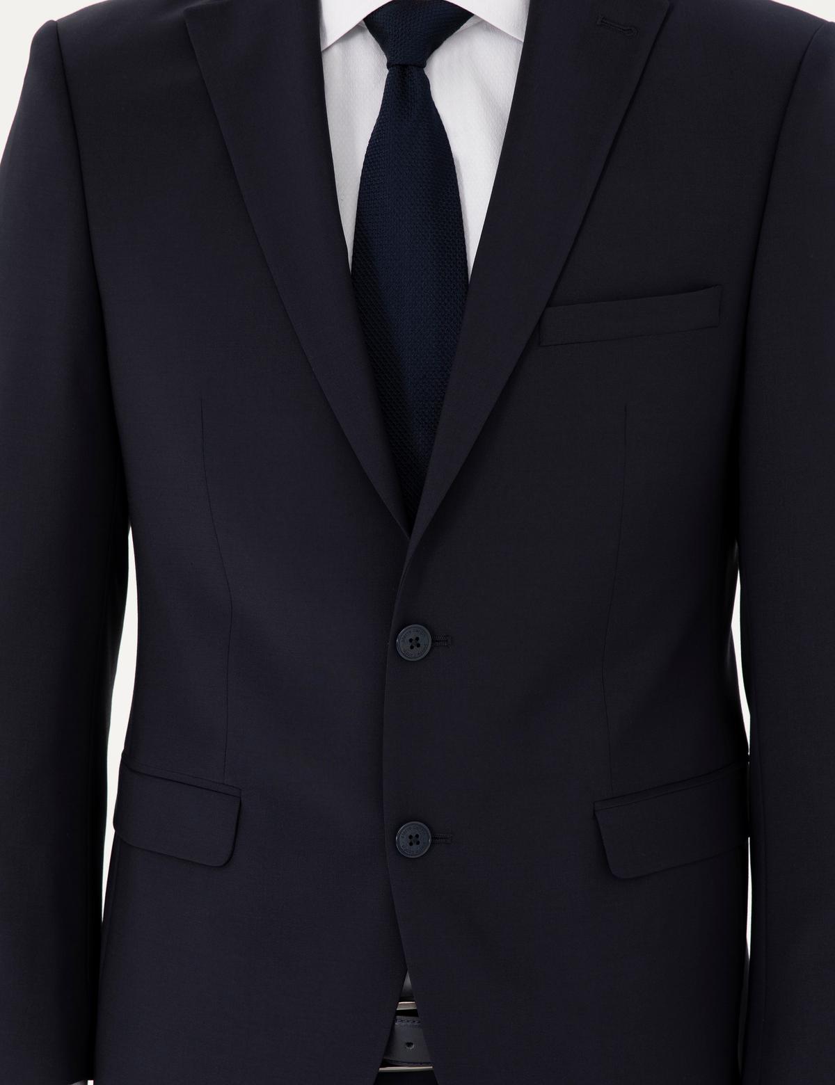 Lacivert Slim Fit Yünlü Takım Elbise - 50297483041