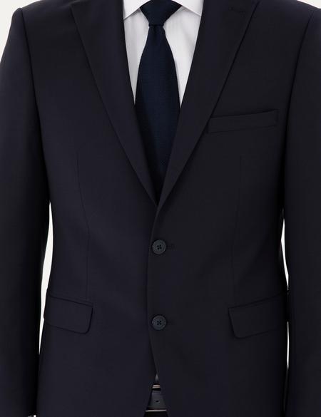 Lacivert Slim Fit Yünlü Takım Elbise - 50297483041