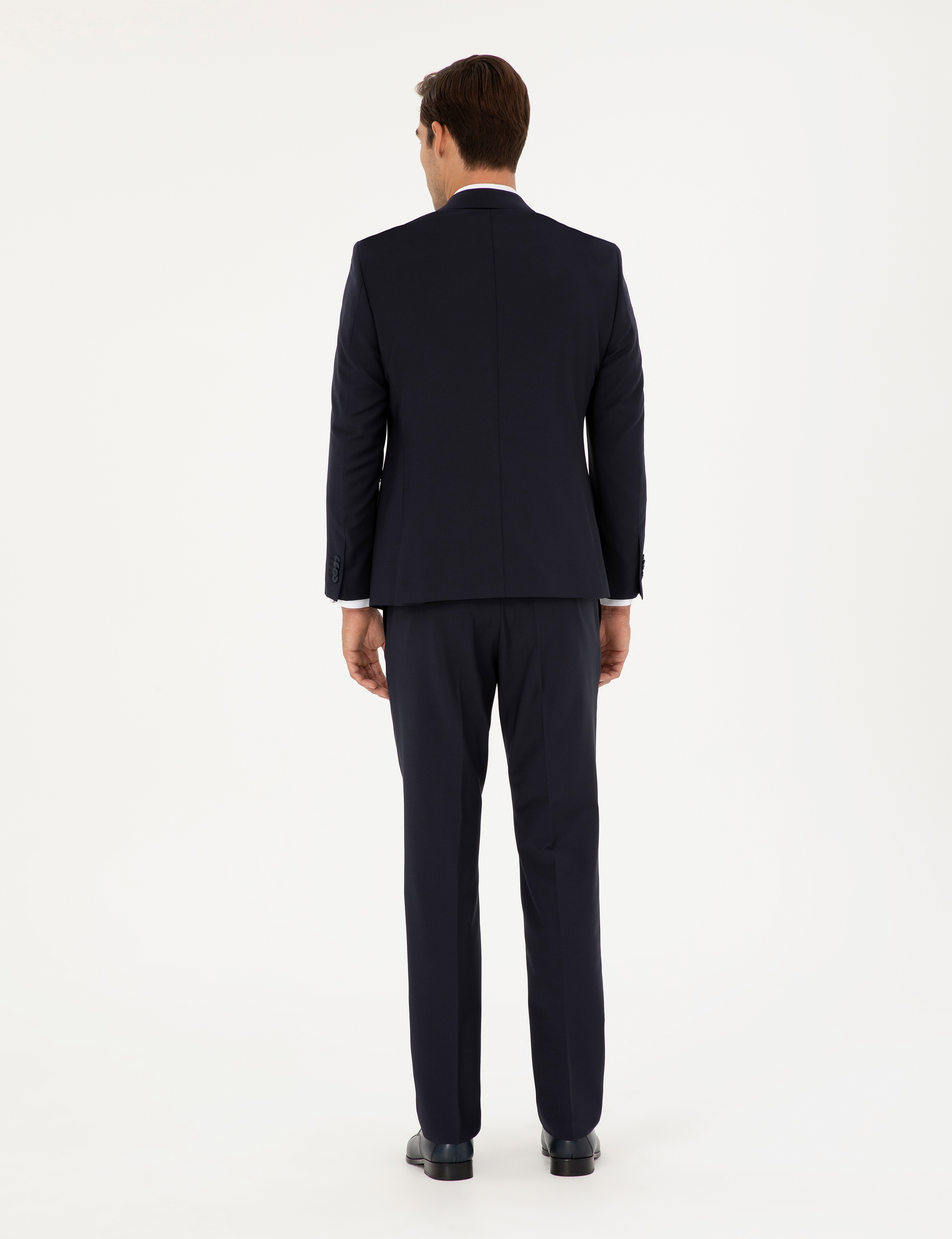 Lacivert Slim Fit Yünlü Takım Elbise - Image 5