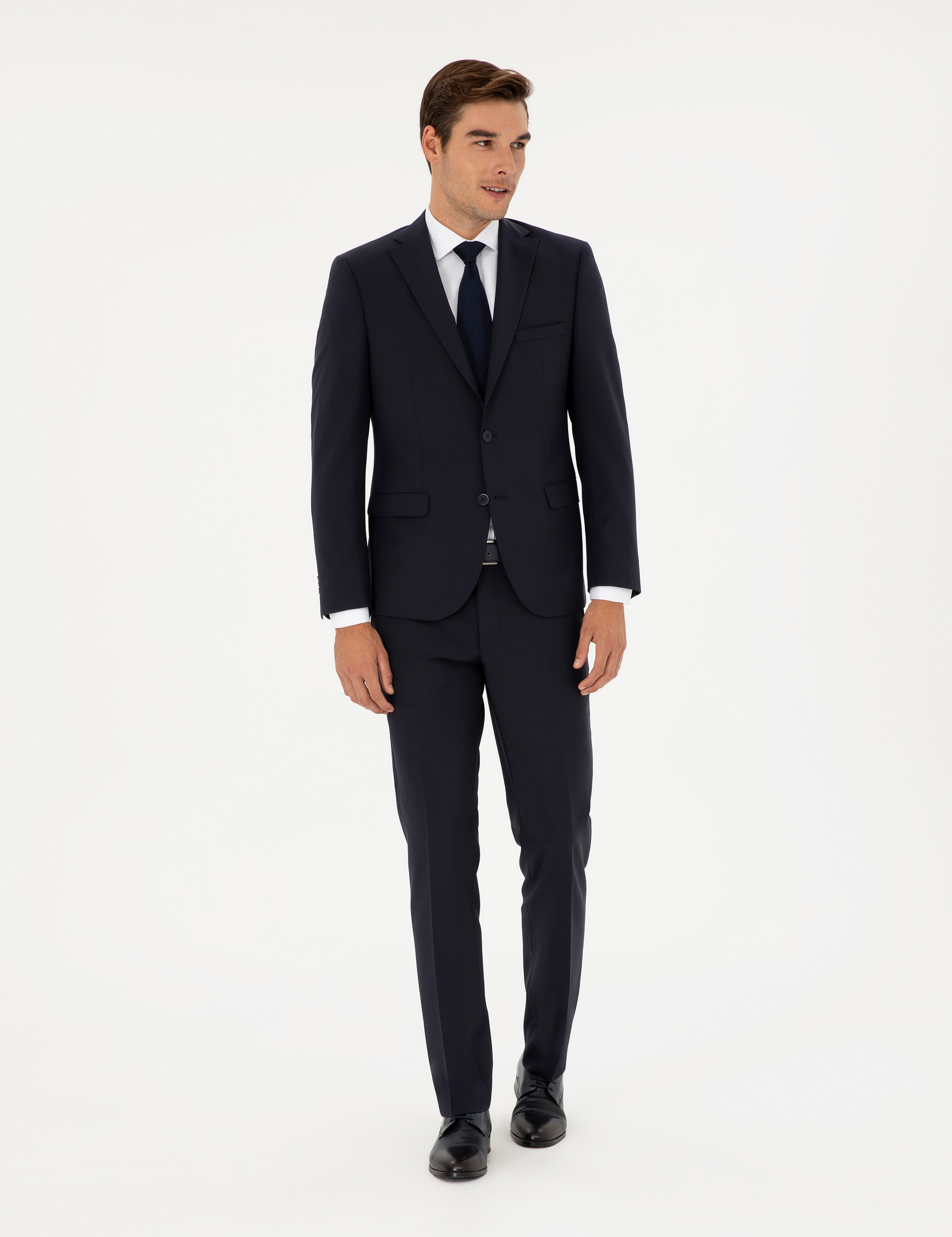 Lacivert Slim Fit Yünlü Takım Elbise - Image 1
