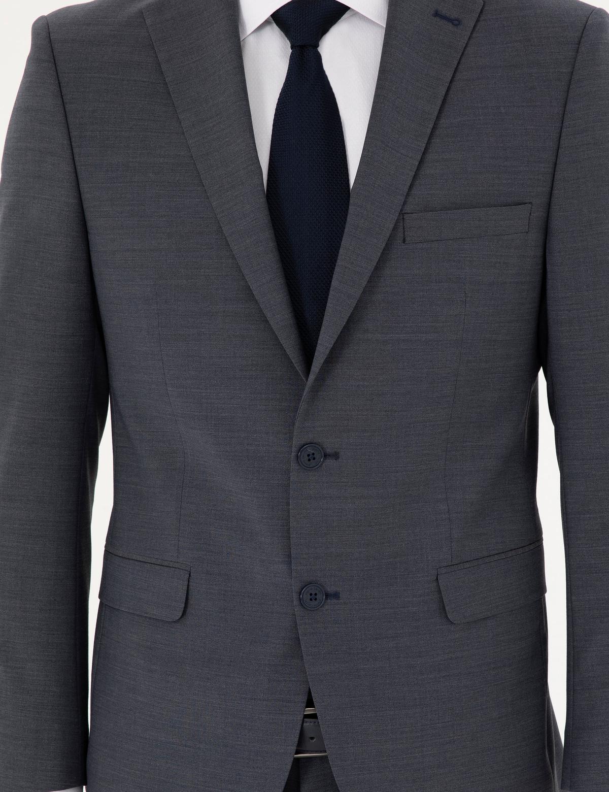 Koyu Mavi Slim Fit Yünlü Takım Elbise - 50297483089