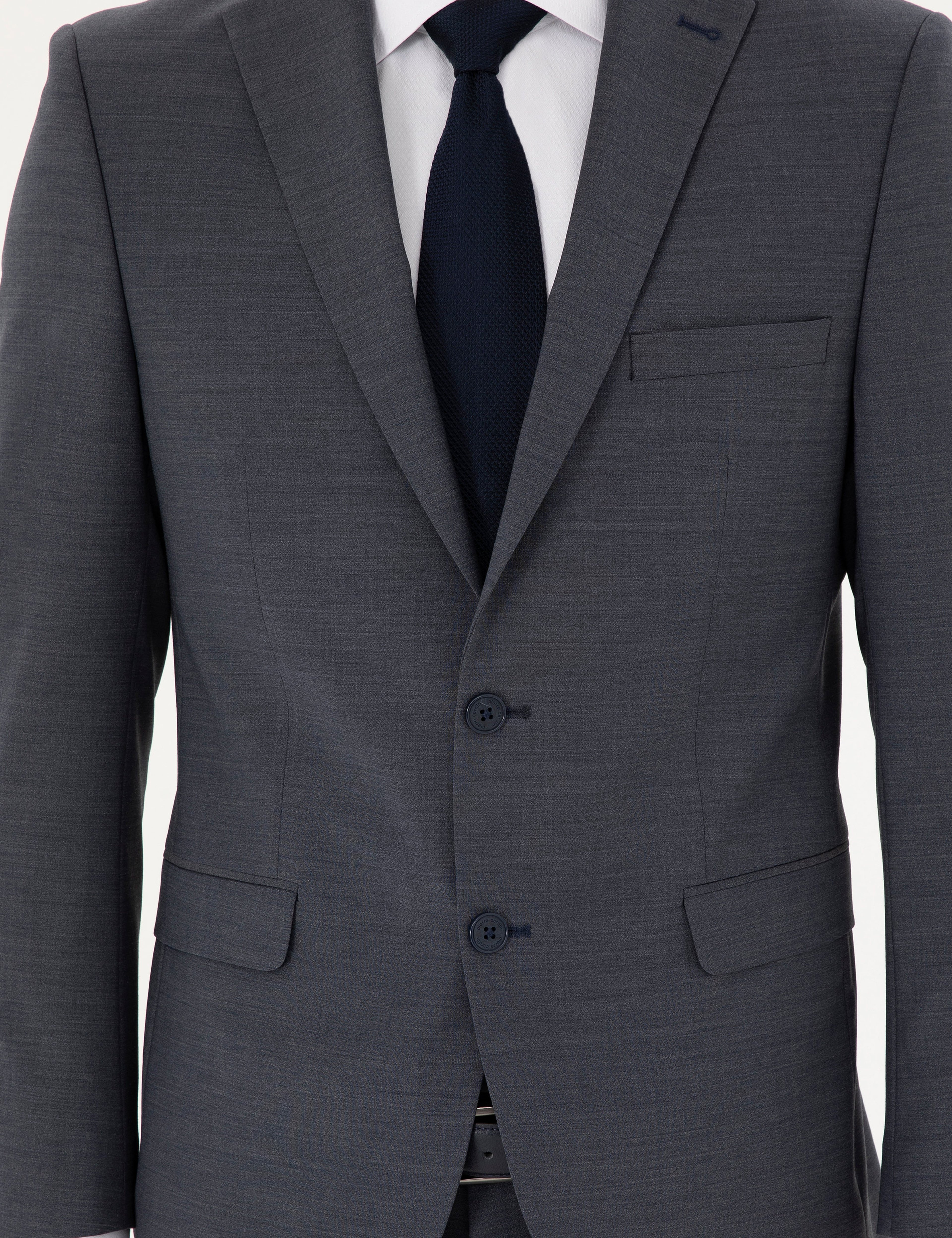 Koyu Mavi Slim Fit Yünlü Takım Elbise - Image 6