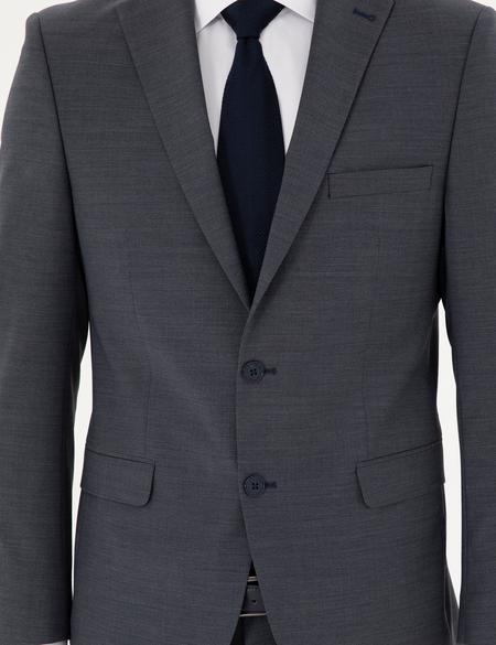 Koyu Mavi Slim Fit Yünlü Takım Elbise - 50297483089