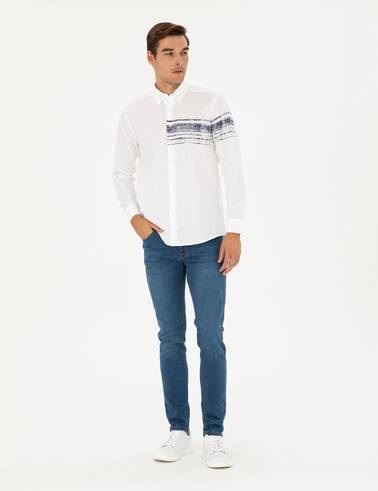 Lacivert Regular Fit Uzun Kollu Gömlek