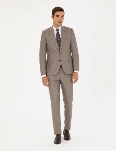 Açık Kahverengi Slim Fit Takım Elbise