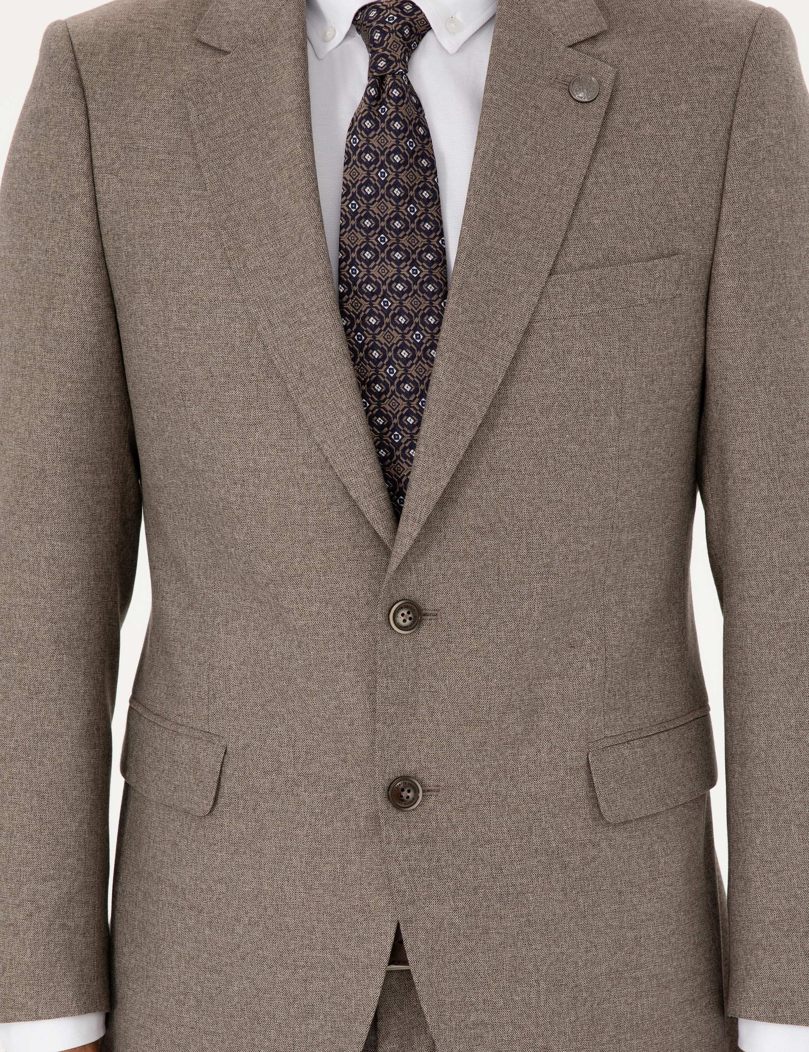 Açık Kahverengi Slim Fit Takım Elbise