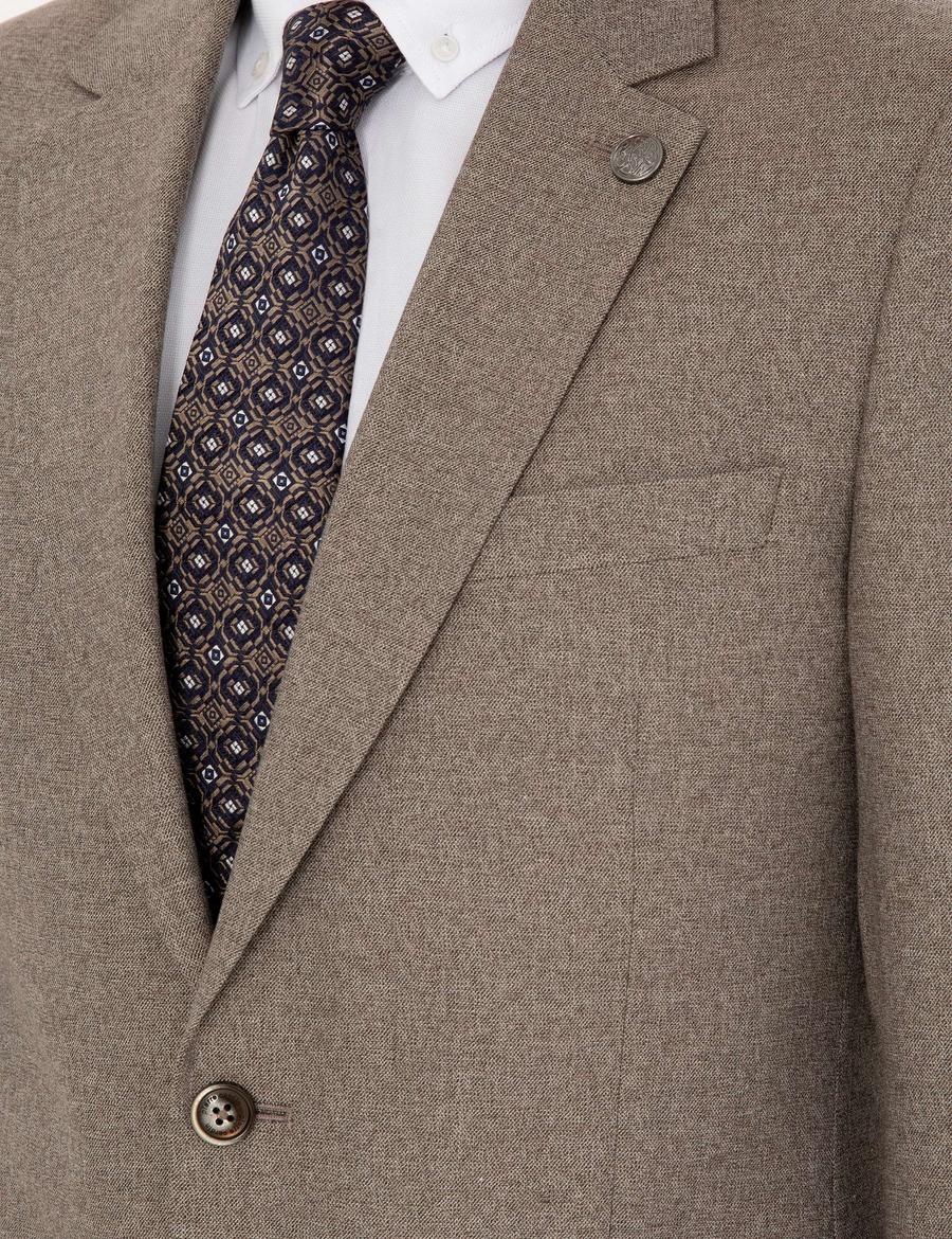 Açık Kahverengi Slim Fit Takım Elbise