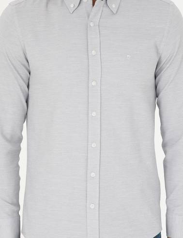 Gri Slim Fit Uzun Kollu Gömlek