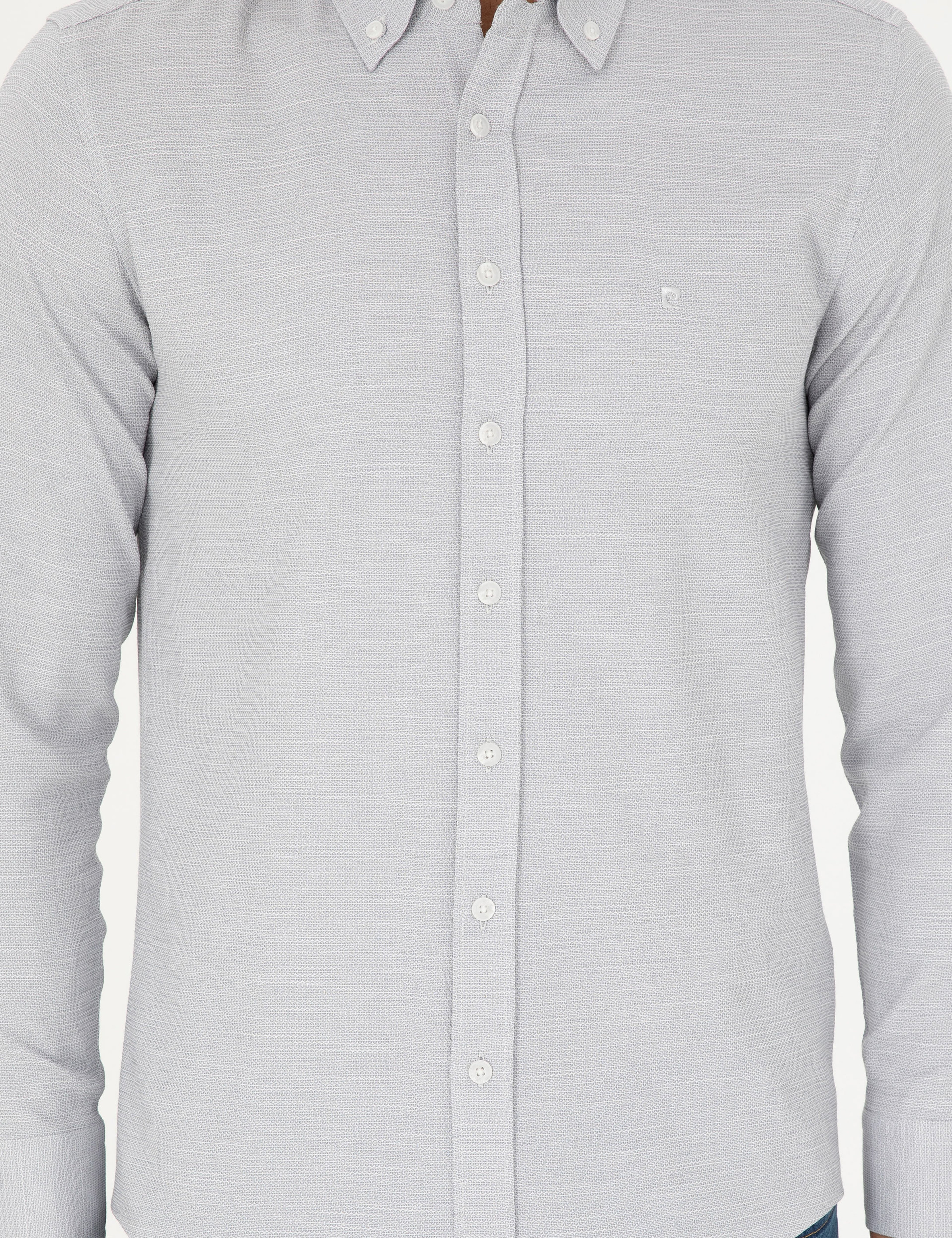 Gri Slim Fit Uzun Kollu Gömlek - Image 6