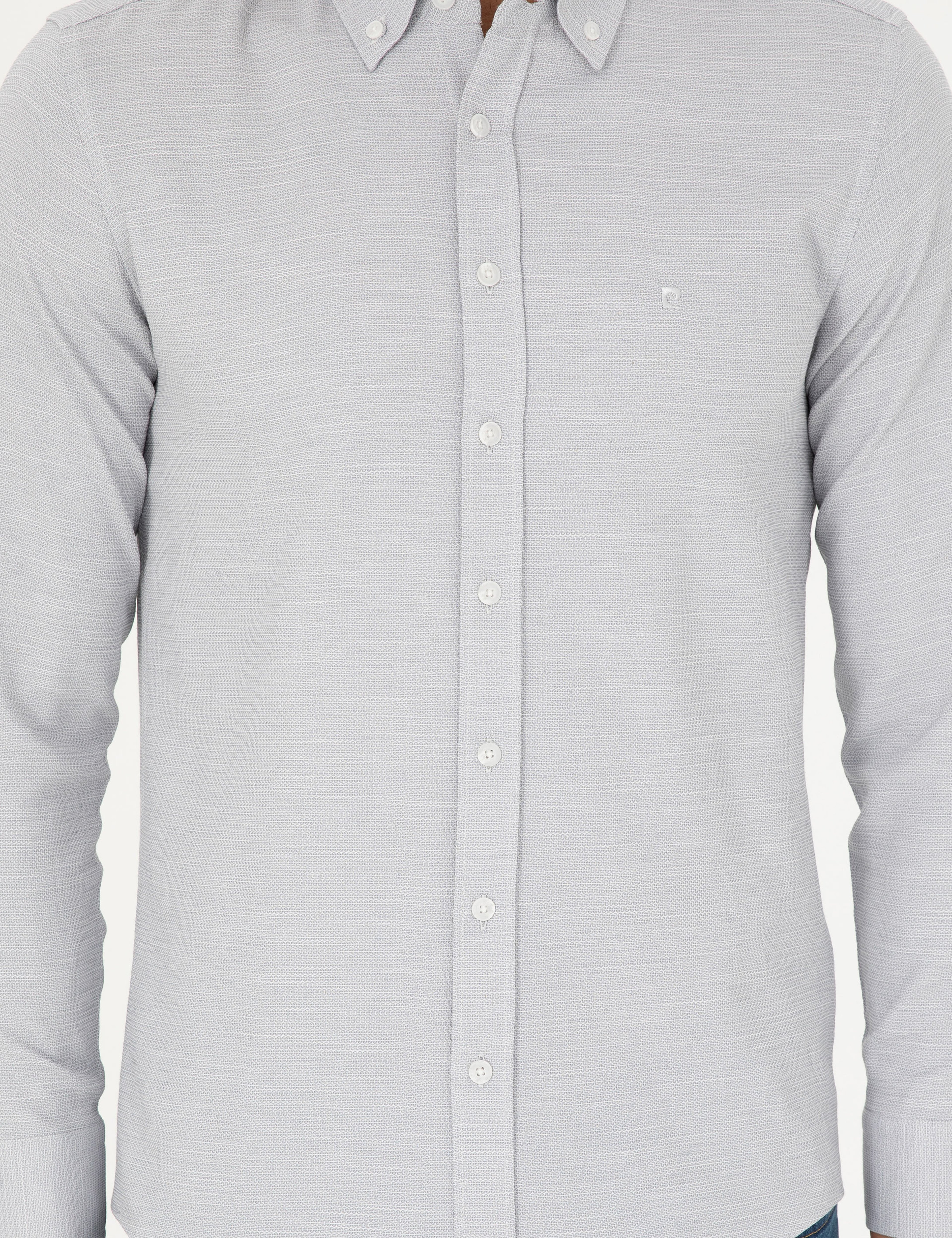 Gri Slim Fit Uzun Kollu Gömlek