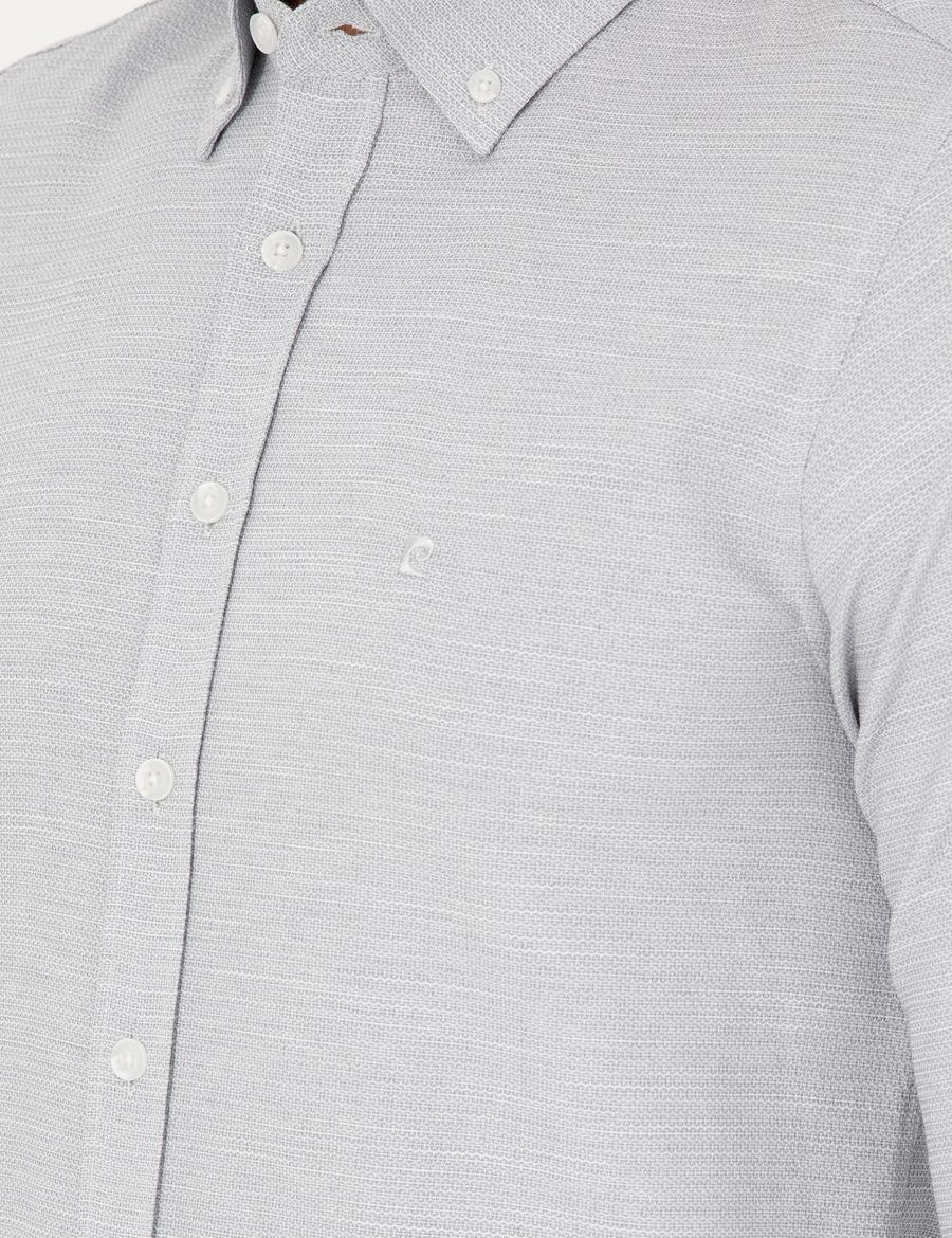 Gri Slim Fit Uzun Kollu Gömlek