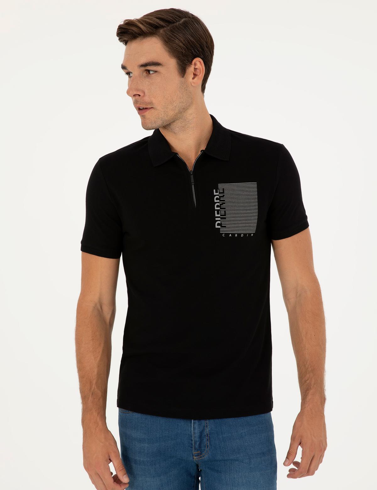 Siyah Slim Fit Tişört - 50296591028