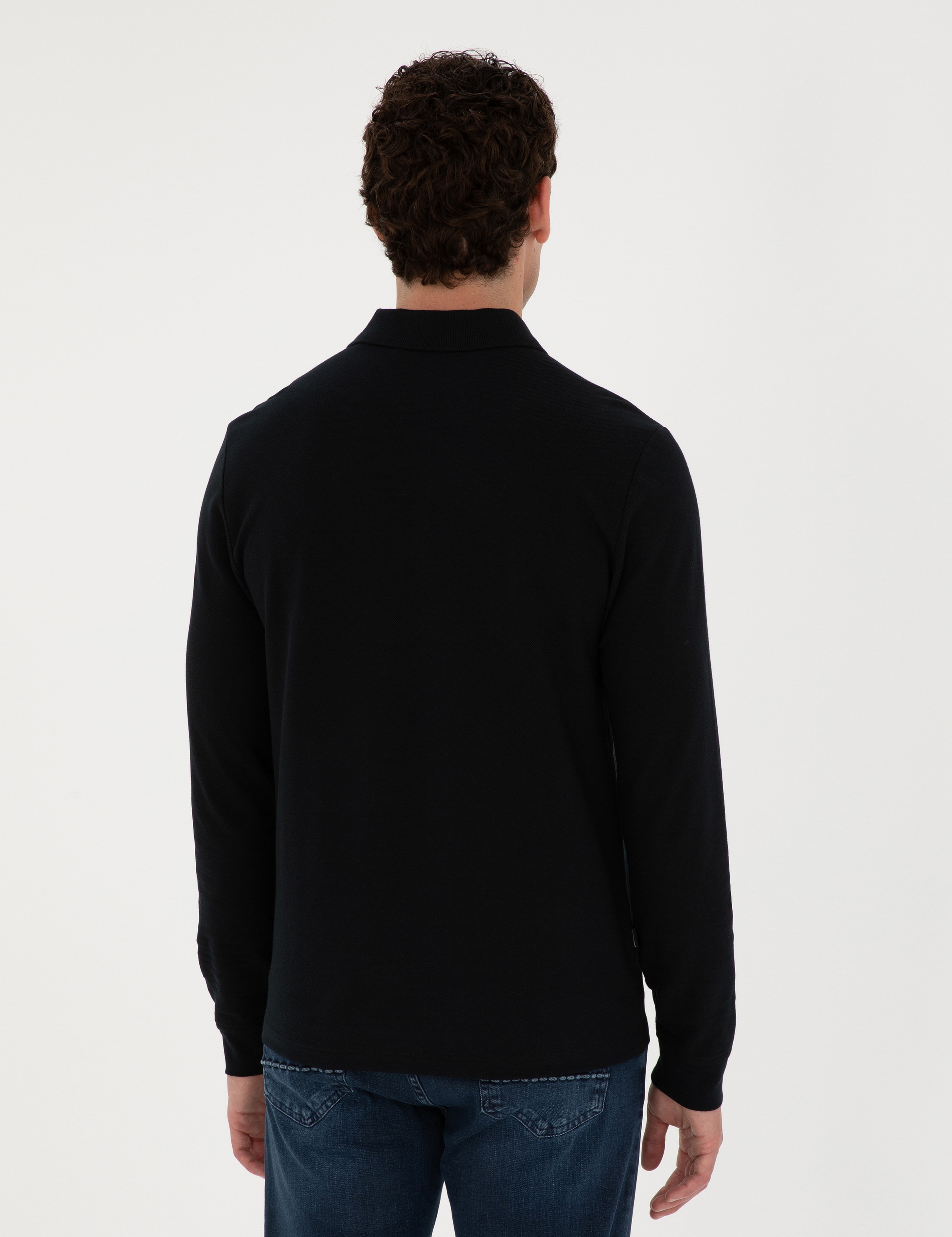 Siyah Slim Fit Basic Sweatshirt - Image 5