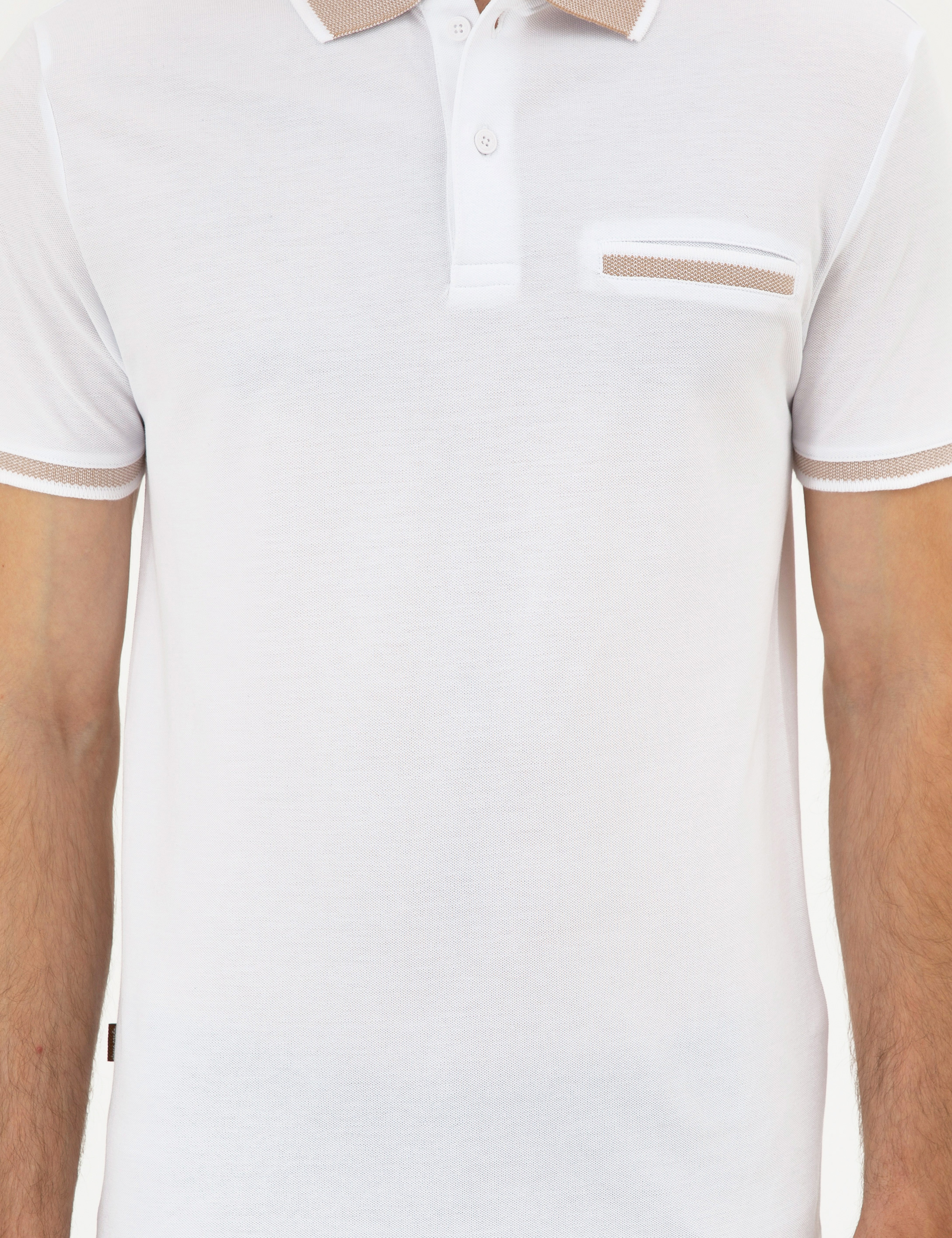 Beyaz Slim Fit %100 Pamuk Düğmeli Polo Yaka Tişört