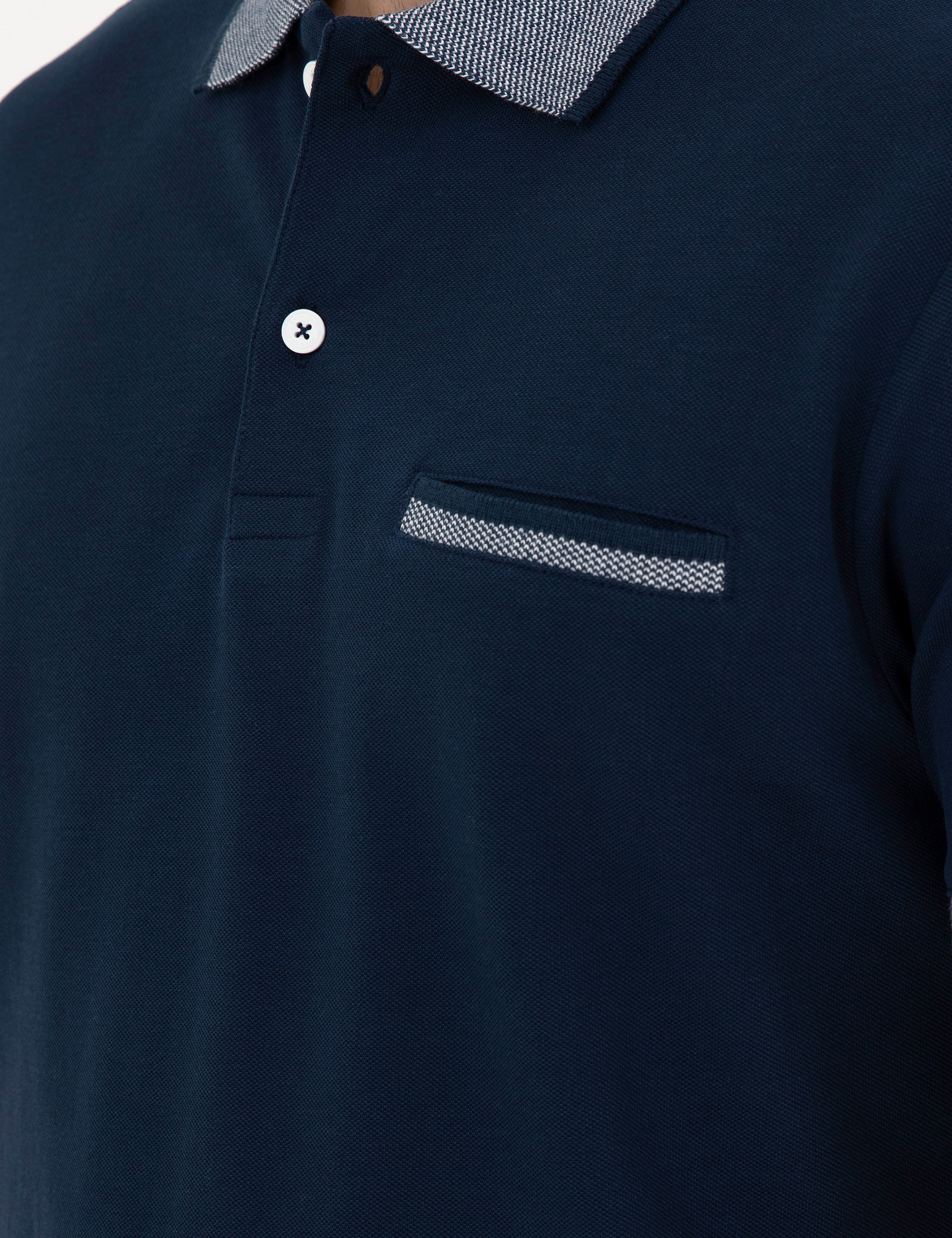 Lacivert Slim Fit %100 Pamuk Düğmeli Polo Yaka Tişört