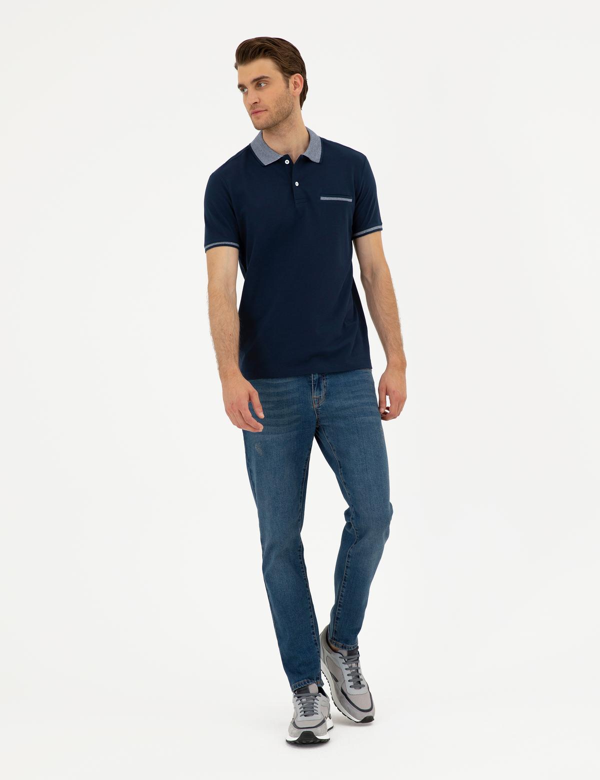 Lacivert Slim Fit Tişört - 50296549008