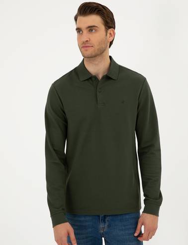 Koyu Yeşil Slim Fit Basic Sweatshirt
