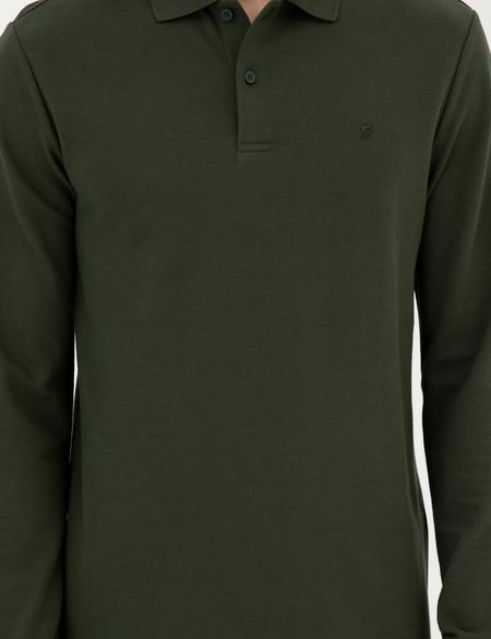 Koyu Yeşil Slim Fit Basic Sweatshirt - 50294438011