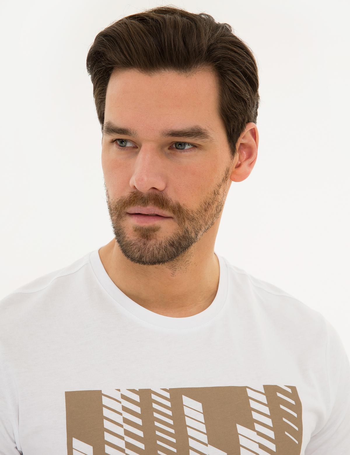 Beyaz Slim Fit Bisiklet Yaka T-Shirt - 50226503017