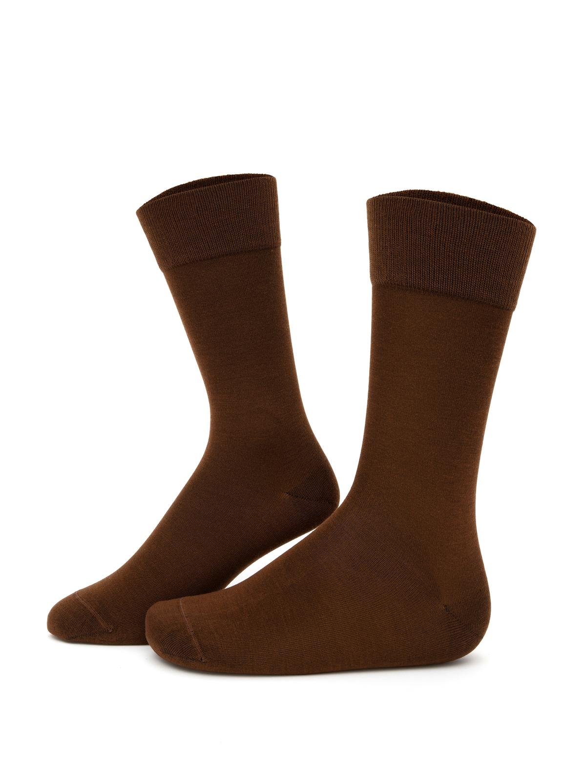 Erkek Bambu Karışımlı Kahverengi Soket Basic Çorap