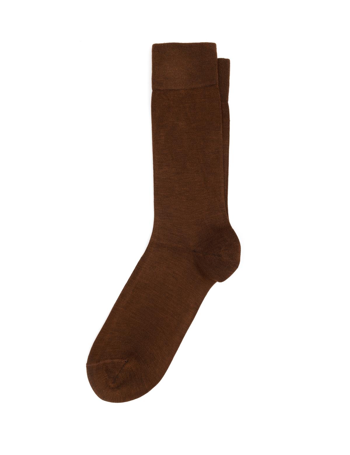 Erkek Bambu Karışımlı Kahverengi Soket Basic Çorap - 50291774006