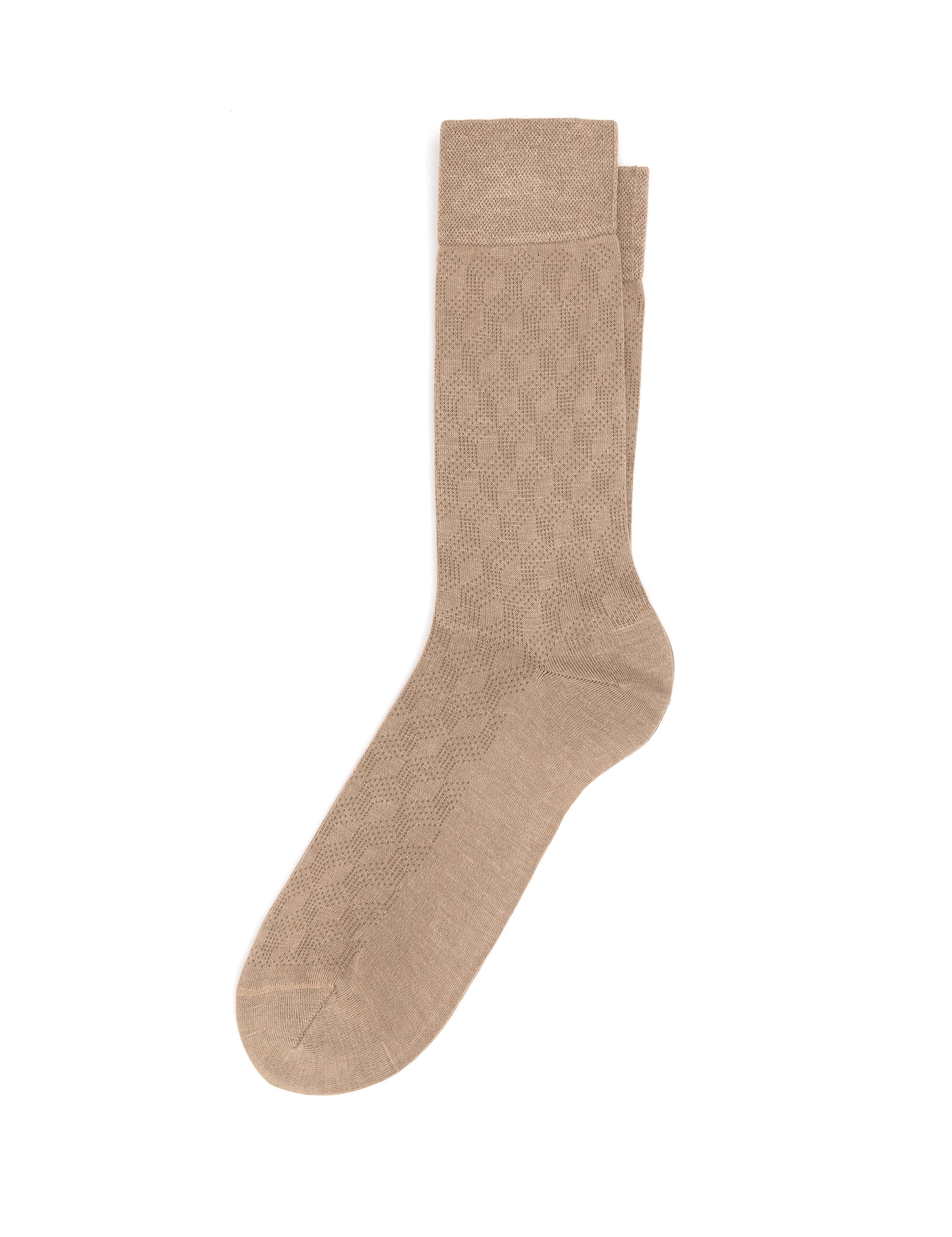 Erkek Bambu Karışımlı Bej Soket Desenli Çorap