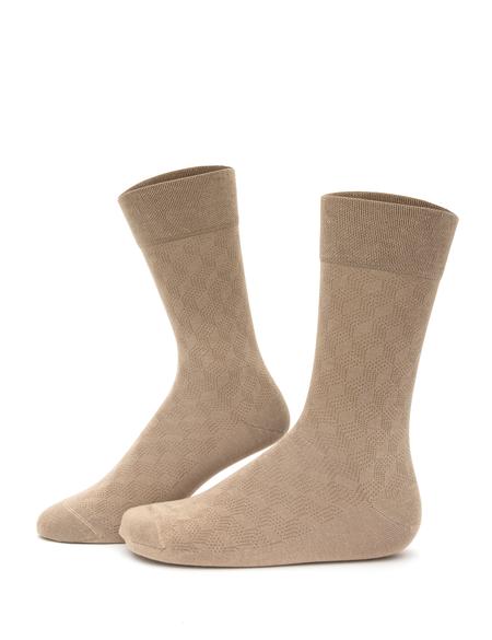 Erkek Bambu Karışımlı Bej Soket Desenli Çorap - 50291780003