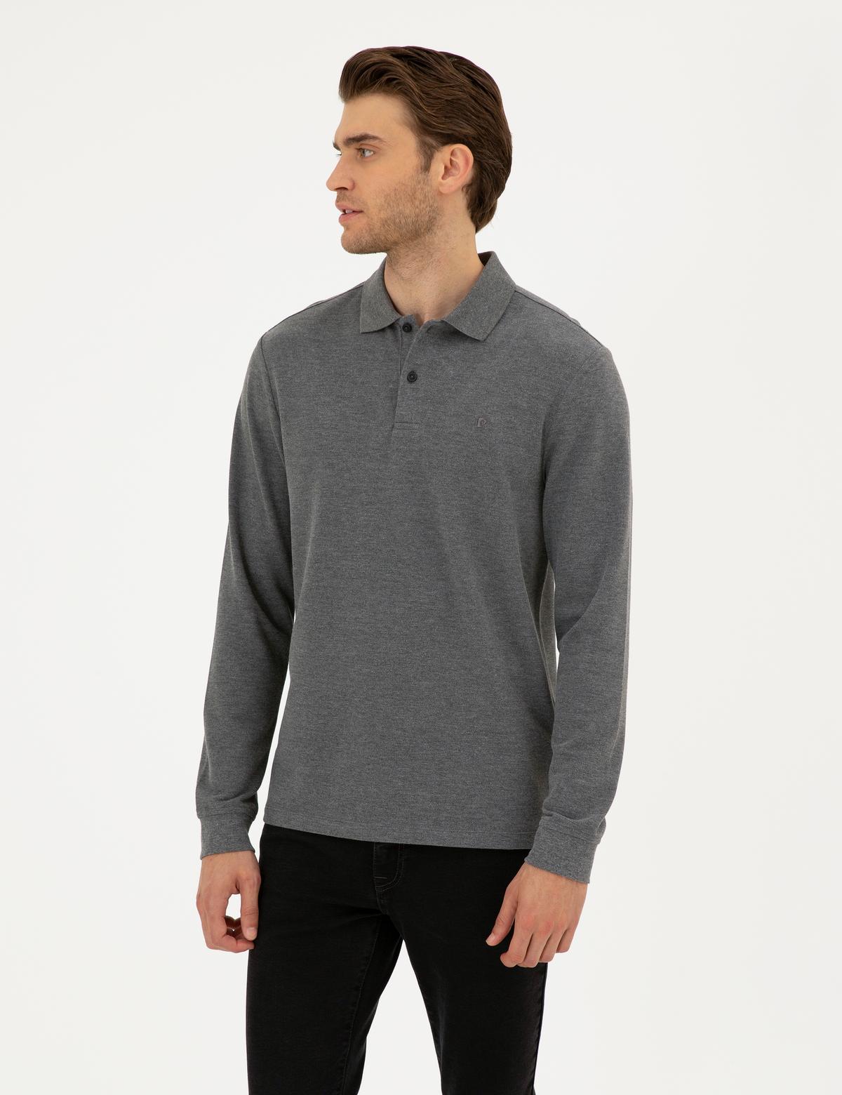 Antrasit Melanj Slim Fit Basic Sweatshirt