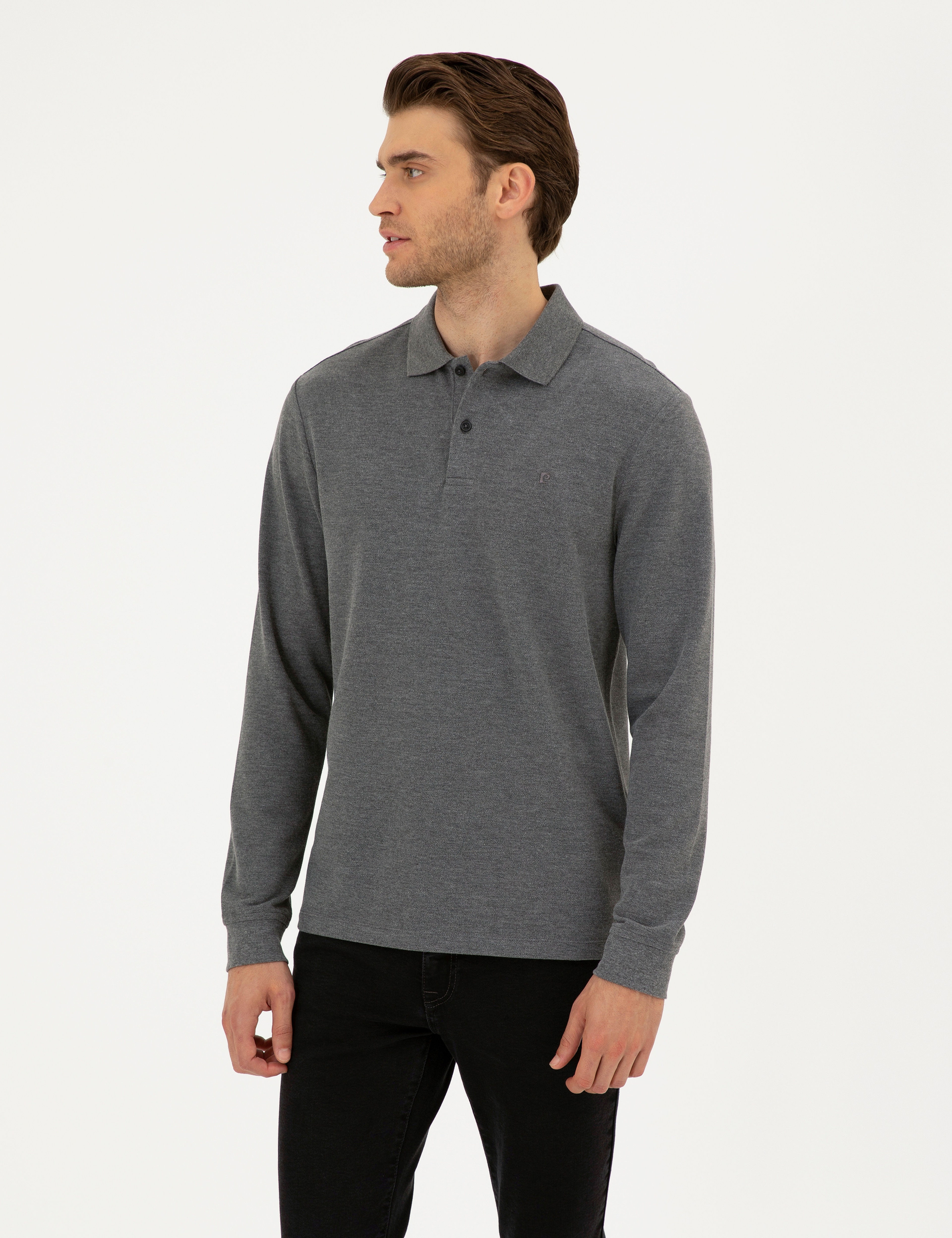 Antrasit Melanj Slim Fit Basic Sweatshirt - Image 1