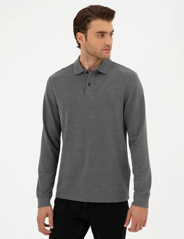 Antrasit Melanj Slim Fit Basic Sweatshirt