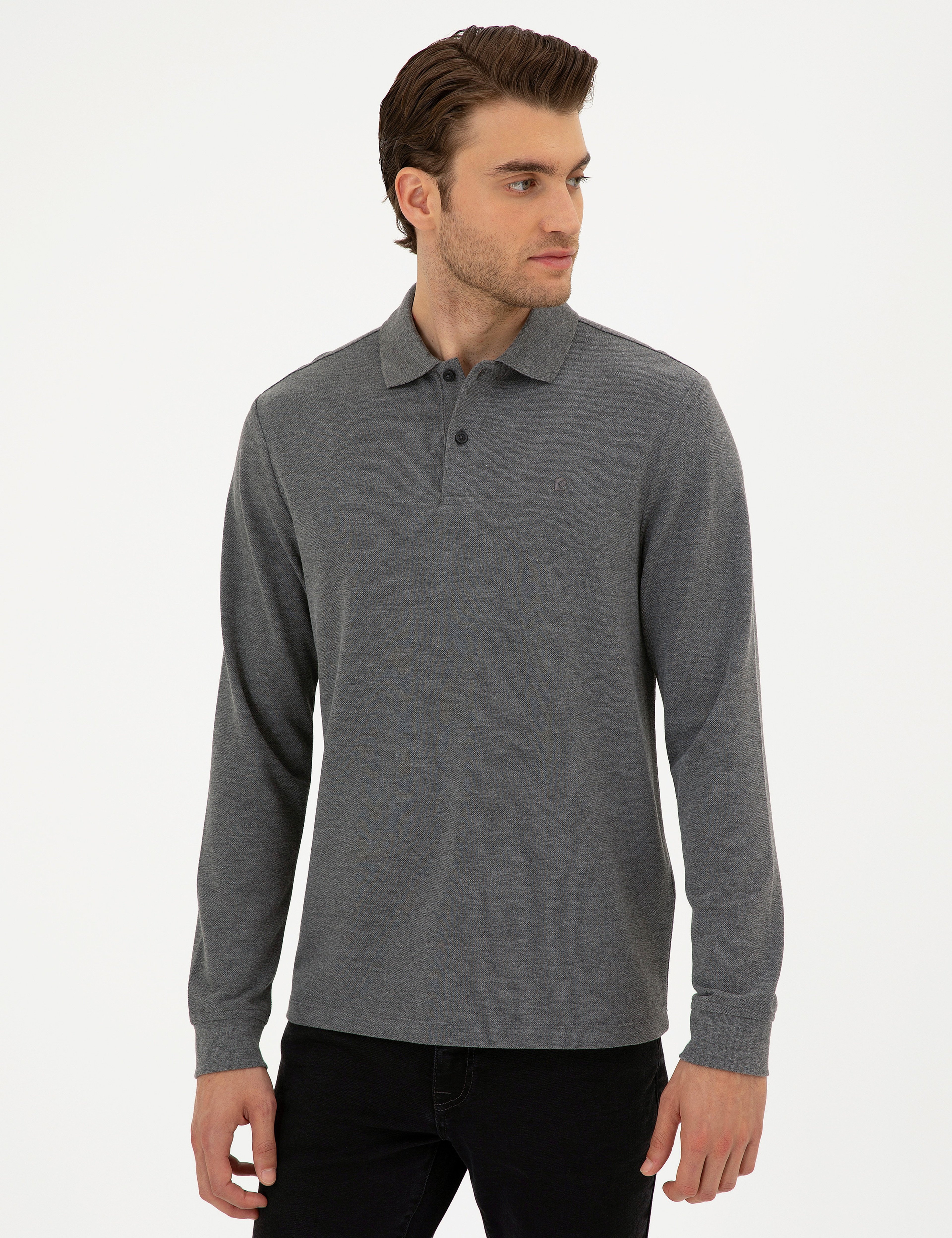 Antrasit Melanj Slim Fit Basic Sweatshirt - Image 3