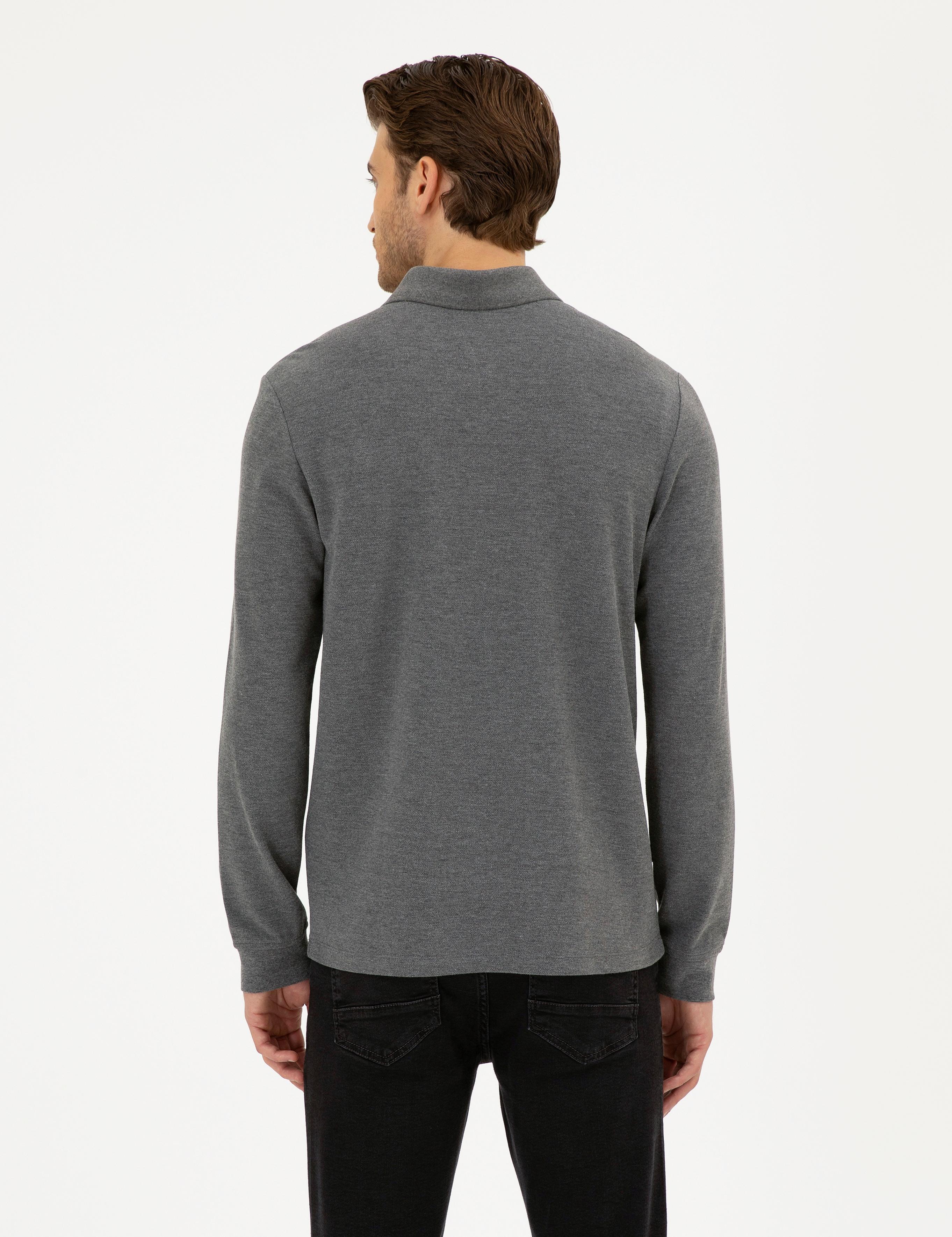 Antrasit Melanj Slim Fit Basic Sweatshirt