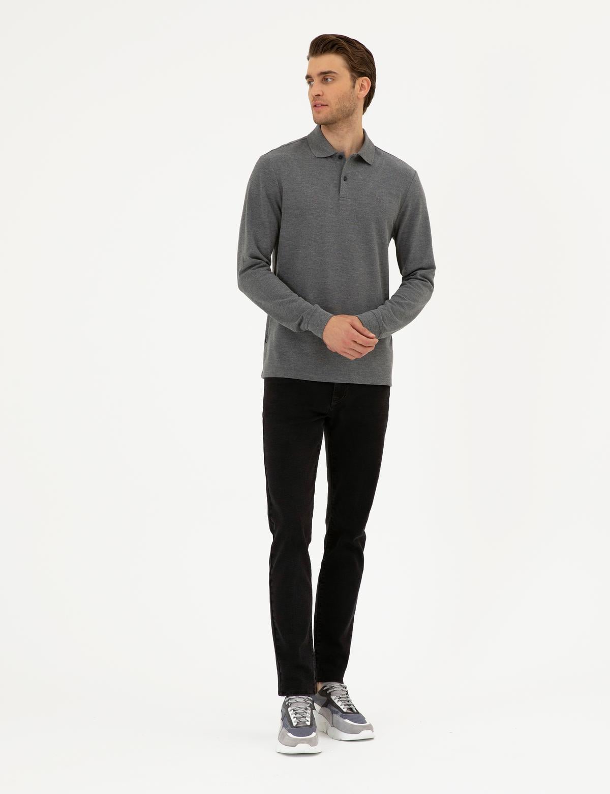 Antrasit Melanj Slim Fit Basic Sweatshirt - 50294438029