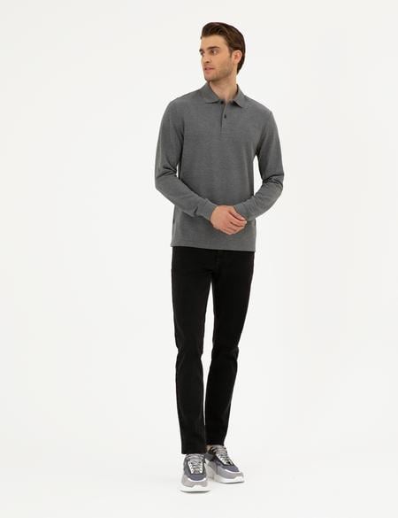 Antrasit Melanj Slim Fit Basic Sweatshirt - 50294438029
