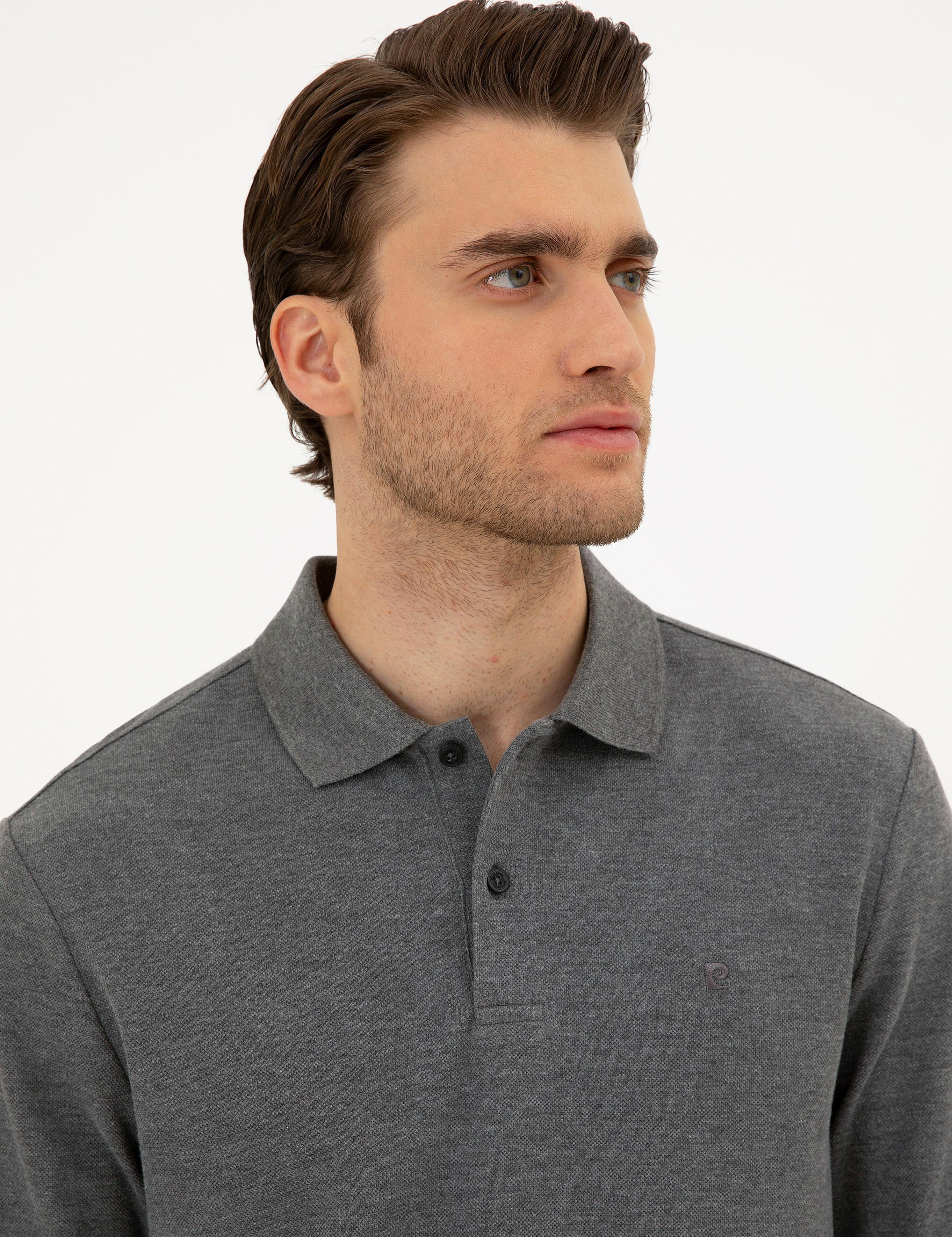 Antrasit Melanj Slim Fit Basic Sweatshirt