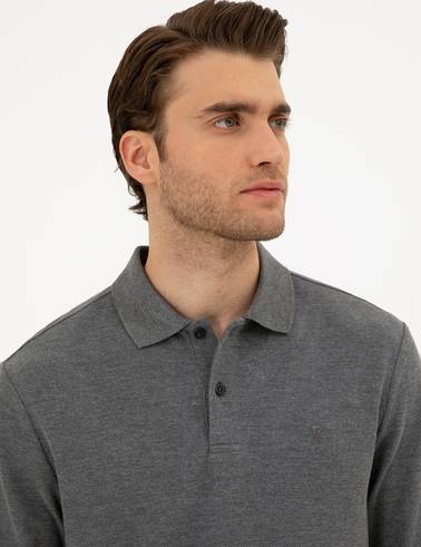 Antrasit Melanj Slim Fit Basic Sweatshirt