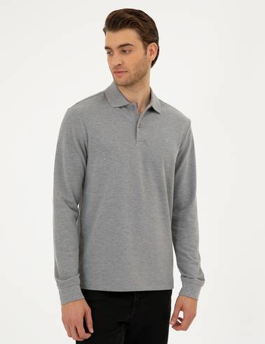 Gri Melanj Slim Fit Basic Sweatshirt