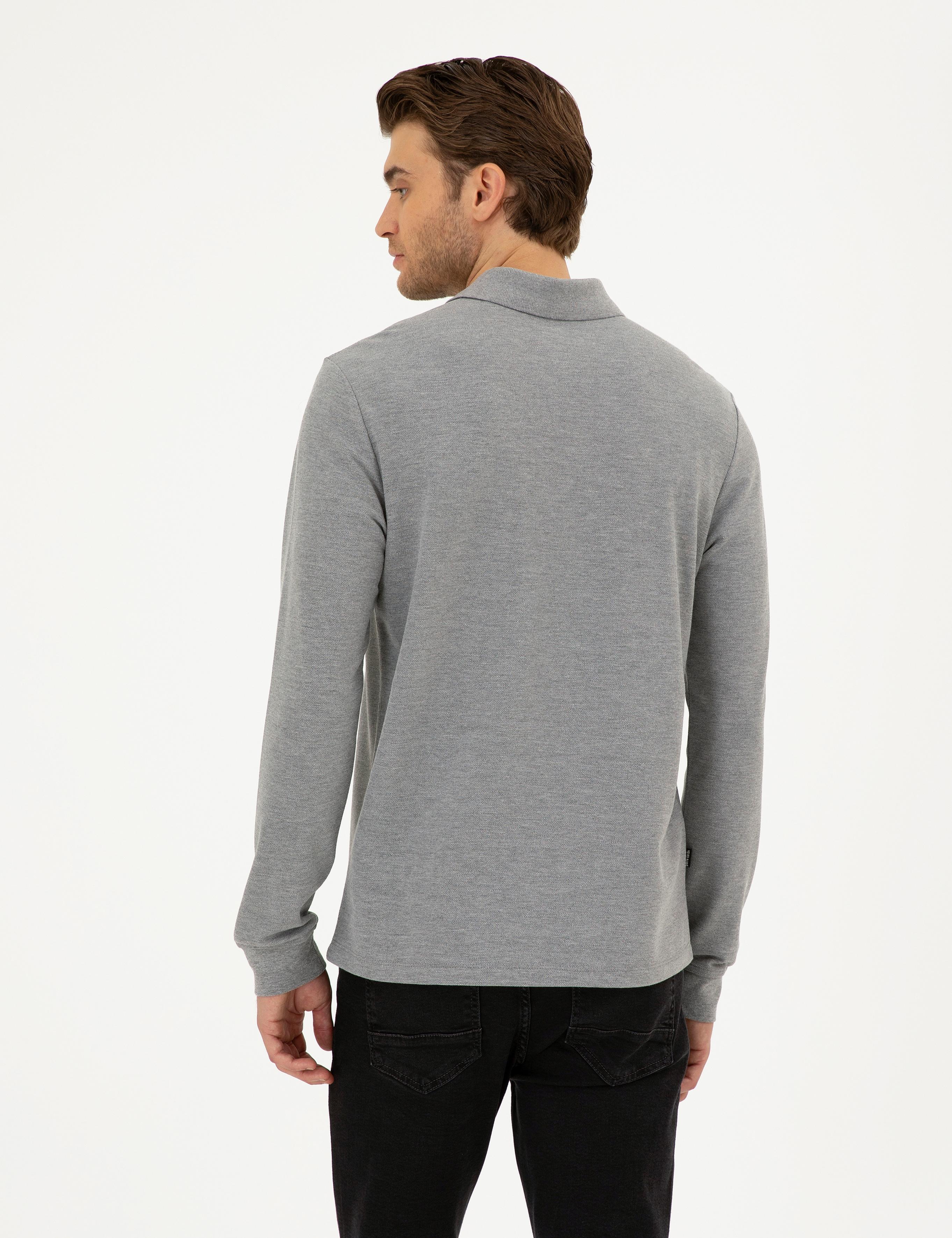 Gri Melanj Slim Fit Basic Sweatshirt